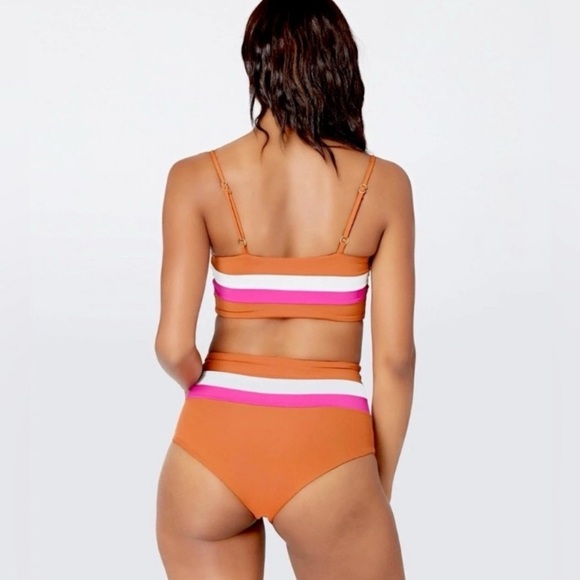 NWT L*Space Rebel Stripe Bikini Top in Amber, Pink,‎ and Cream - Size XS - Picture 5 of 10